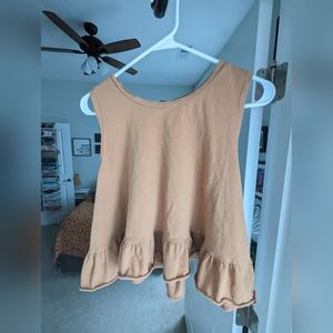 Brown Wild Fable Peplum Cropped Tank Top - Size Large